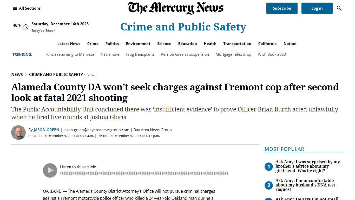 Alameda County DA won’t seek charges against Fremont cop after second ...